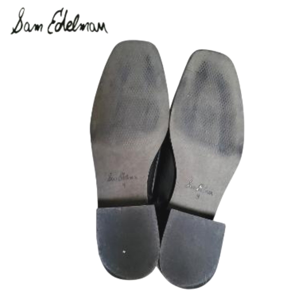 Sam Edelman THATCHER Black Leather Ankle Boot Dress Square Toe Heel Shoe Women 9 - Picture 8 of 13